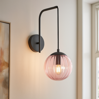 Retro zidna lampa roza, Rifka, s prekidačem