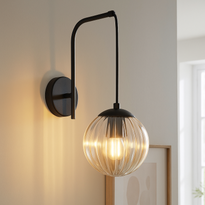 Retro zidna lampa jantarna, Rifka, s prekidačem
