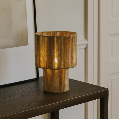 Japandi stolna lampa smeđa, Sanny, s prekidačem
