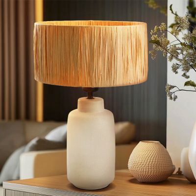 Rustikalna stolna lampa smeđa, Daisy, s prekidačem