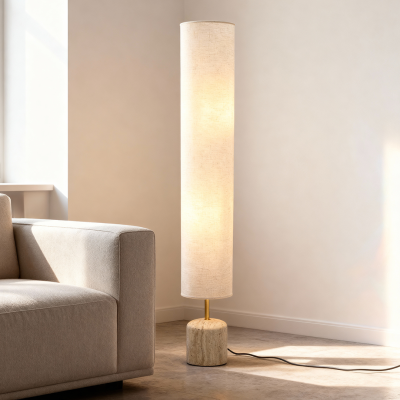 Moderna podna lampa bež, Ghislaine, s prekidačem
