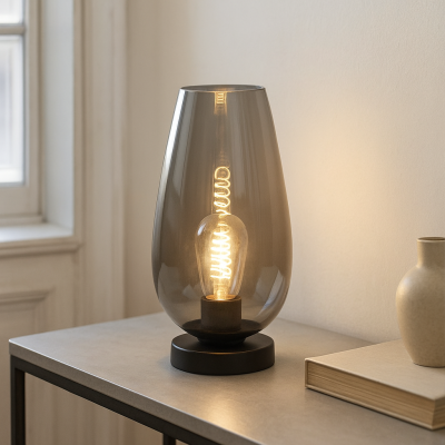 Dizajnerska stolna lampa siva, Andy, s prekidačem