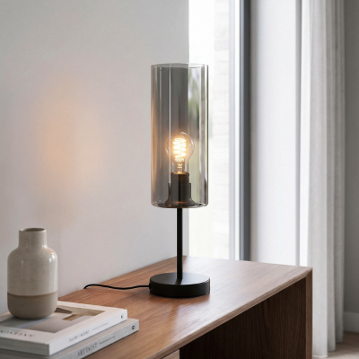 Moderna stolna lampa siva, Gaya, s prekidačem