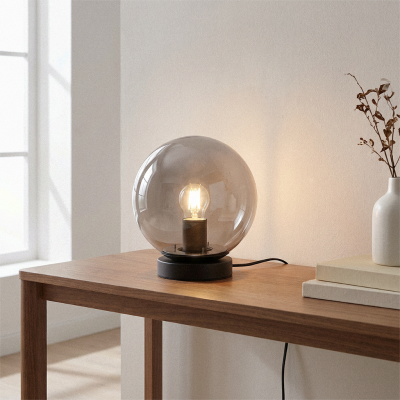 Moderna stolna lampa siva, Dolf, s prekidačem