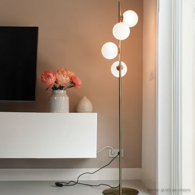 Dizajnerska podna lampa mjeda, Remo, s prekidačem