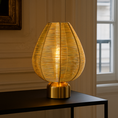 Moderna stolna lampa mjeda, Lesly, s prekidačem