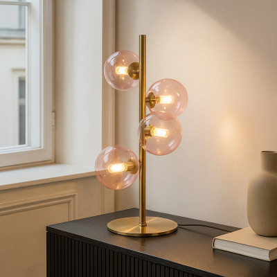 Dizajnerska stolna lampa mjeda, Remo, s prekidačem