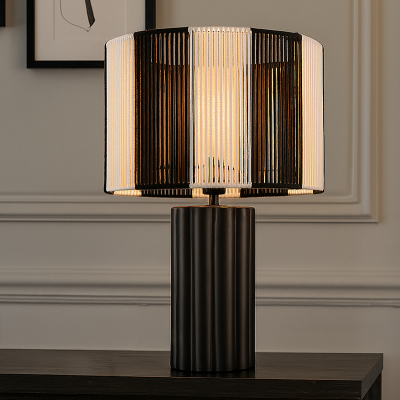 Keramička stolna lampa crna, Juno, s prekidačem