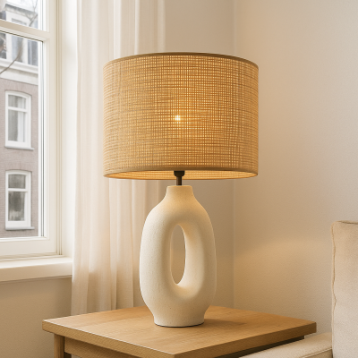 Japandi stolna lampa smeđa, Bette, s prekidačem