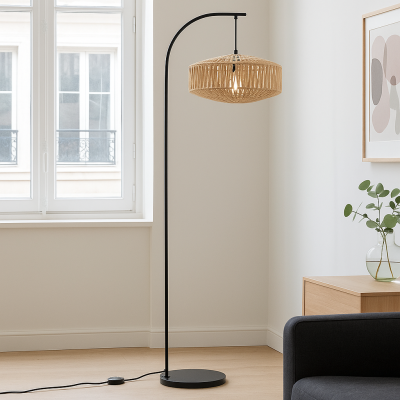 Japandi podna lampa smeđa, Selena, s prekidačem