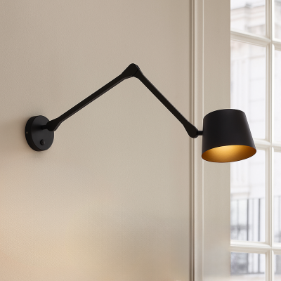 Moderna zidna lampa crna, Rinke, s prekidačem