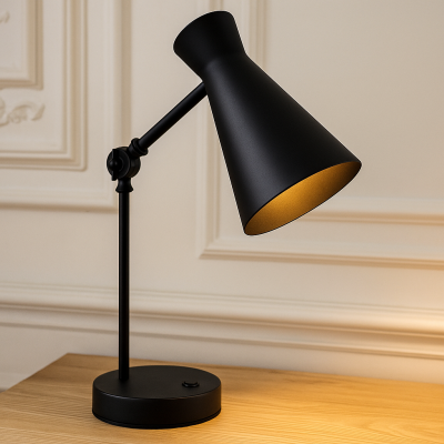 Moderna stolna lampa crna, Steve, s prekidačem