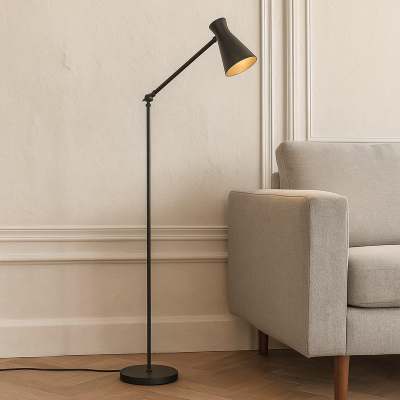 Moderna podna lampa crna, Steve, s prekidačem