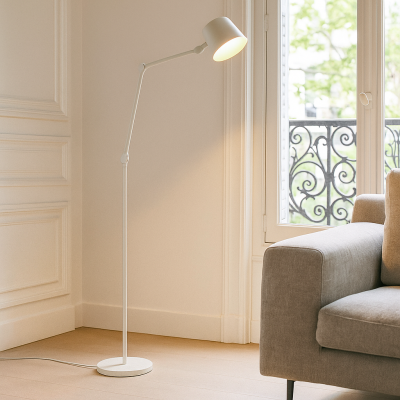 Moderna podna lampa bijela, Rinke, s prekidačem