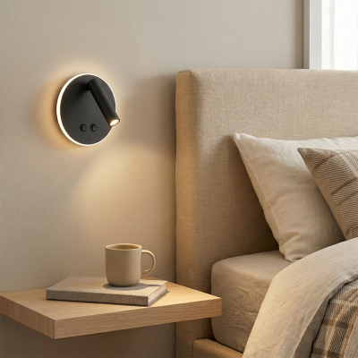 Moderna zidna lampa crna, Robbie, 10 W, LED 4000 K, s prekidačem