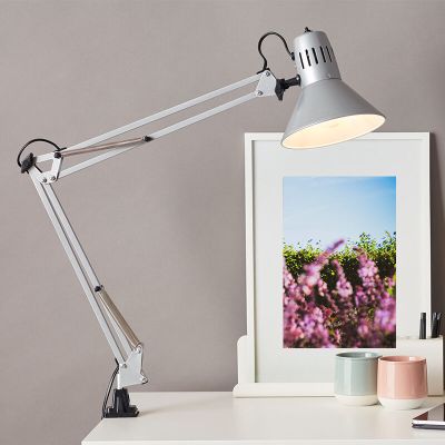Metalni reflektor s klemmom sivi, Katharina, s prekidačem