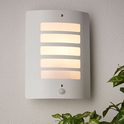 Metalna vanjska zidna lampa sa senzorom pokreta bijela, Alea, IP44