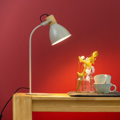 Rustikalna stolna lampa taupe, Thalina, s prekidačem