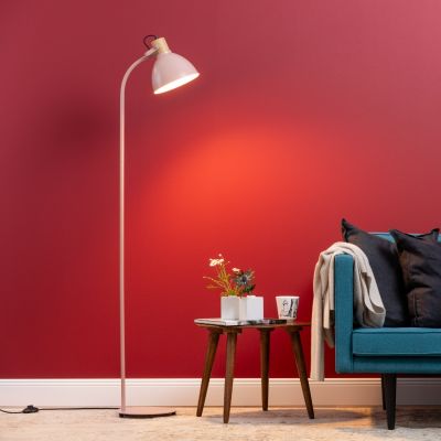 Rustikalna podna lampa roza, Thalina, s prekidačem