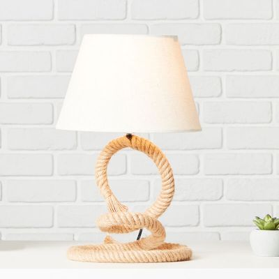 Rustikalna stolna lampa bijela, Boyke, s prekidačem