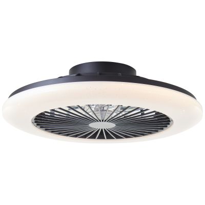 Moderni stropni ventilator crne boje, Salerno, 40W, RGBW LED, s daljinskim upravljačem
