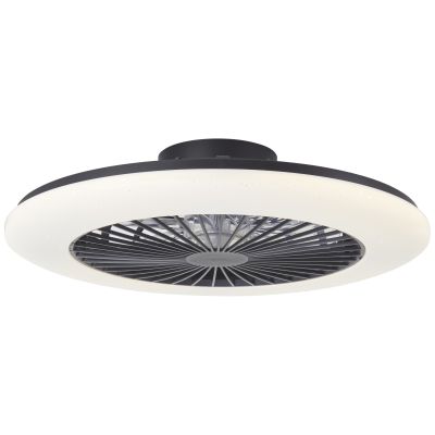 Moderni stropni ventilator crne boje, Salerno, 48W, RGBW LED, s daljinskim upravljačem