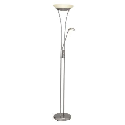 Staklena podna lampa za čitanje krom, Ivan, 18 W, LED 3000 K, s prekidačem