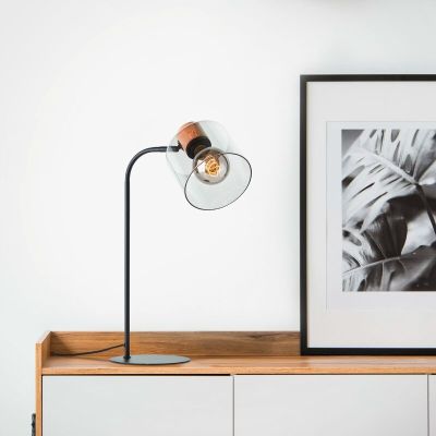 Moderna stolna lampa siva, Serkan, s prekidačem