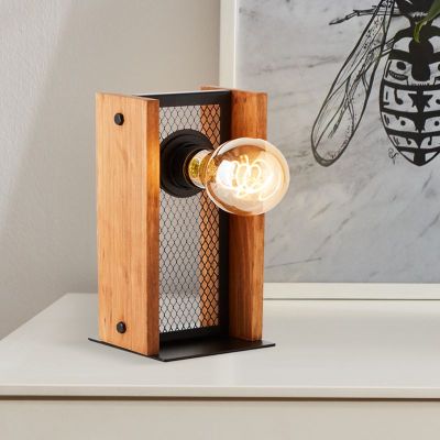 Rustikalna stolna lampa smeđa, Rasha, s prekidačem