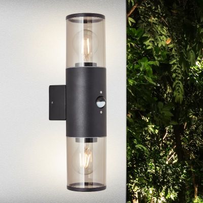 Moderna vanjska zidna lampa sa senzorom pokreta crna, Sherwin, IP44