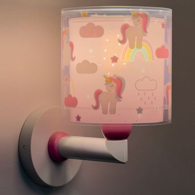 Roza zidna lampa za dječju sobu plastična, Unicorn