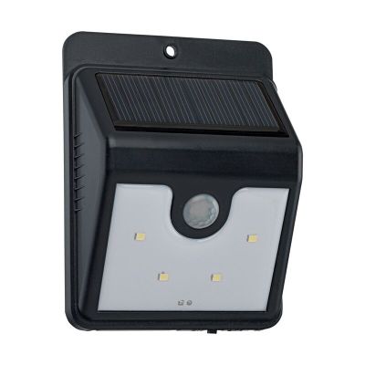 Plastična solarna vanjska zidna lampa crna, Zora, 1 W, LED 6000 K, IP44