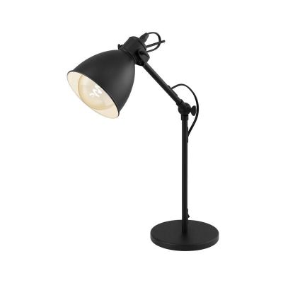 Metalna industrijska stolna lampa crna, Lavinio, s prekidačem