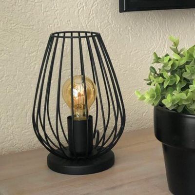Metalna moderna stolna lampa crna, Kitana, s prekidačem