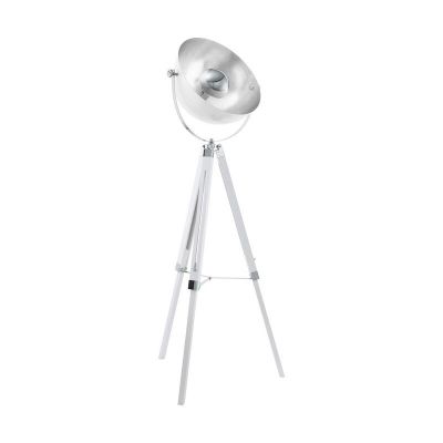 Čelična industrijska podna lampa s tri noge bijela, Nickolas, s prekidačem