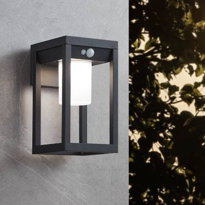 Aluminijska moderna solarna vanjska zidna lampa crna, Kwame, 3,7 W, LED 4000 K, IP44