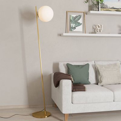 Staklena moderna podna lampa mjeda, Polly, s prekidačem