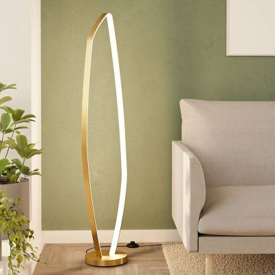 Aluminijska dizajnerska podna lampa zlata, Samson, 25,2 W, LED 3000 K, s prekidačem