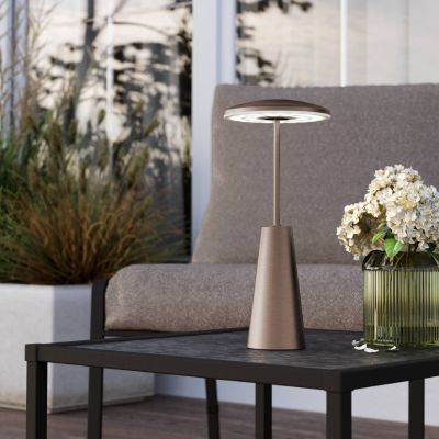 Čelična moderna stolna lampa brončana, Ishika, 2,8 W, LED white switch, IP54, s dodirnim prigušivačem