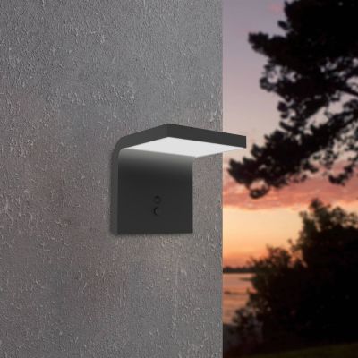 Plastična solarna vanjska zidna lampa crna, Huseyin, 6,5 W, LED 4000 K, IP65