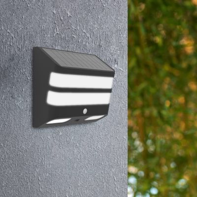 Plastična solarna vanjska zidna lampa crna, Hisham, 6,5 W, LED 4000 K, IP65