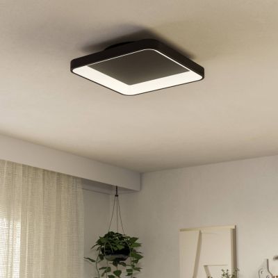 Plastična moderna stropna rasvjeta crna, Shauni, 12 W, LED podesiv od tople do hladne bijele, s daljinskim upravljačem
