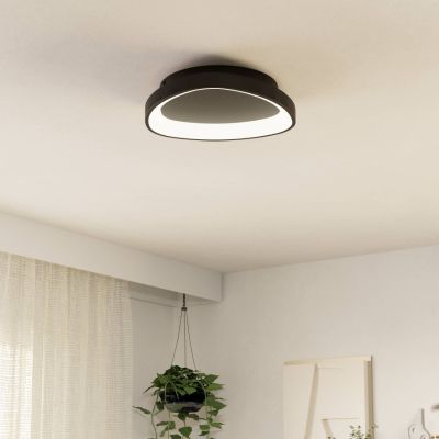 Plastična moderna stropna rasvjeta crna, Shauni, 12 W, LED podesiv od tople do hladne bijele, s daljinskim upravljačem