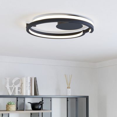 Plastična moderna plafonjera crna, Madhvi, 20 W, LED podesiv od tople do hladne bijele, s daljinskim upravljačem