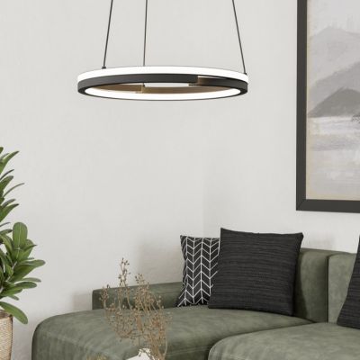 Plastična moderna visilica crna, Madhvi, 20 W, LED podesiv od tople do hladne bijele, s daljinskim upravljačem