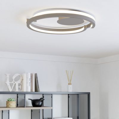 Plastična moderna plafonjera smeđa, Madhvi, 20 W, LED podesiv od tople do hladne bijele, s daljinskim upravljačem