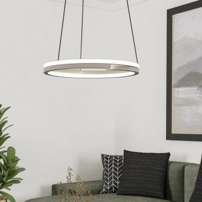 Plastična moderna visilica bijela, Madhvi, 20 W, LED podesiv od tople do hladne bijele, s daljinskim upravljačem