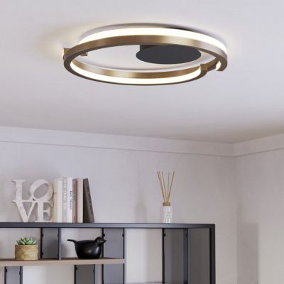 Plastična moderna plafonjera bakrena, Madhvi, 20 W, LED podesiv od tople do hladne bijele, s daljinskim upravljačem