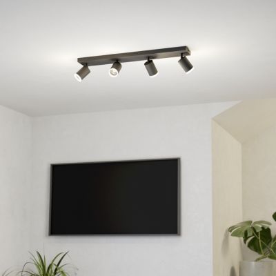 Aluminijska moderna pametna stropna svjetiljka crna, Mayke, 3,7 W, LED RGBW