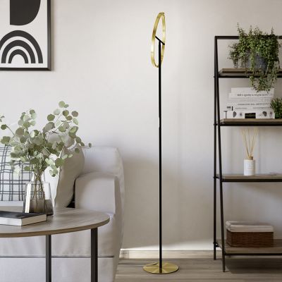 Plastična dizajnerska podna lampa mjeda, Corwin, 8,8 W, LED 3000 K, s dodirnim prigušivačem